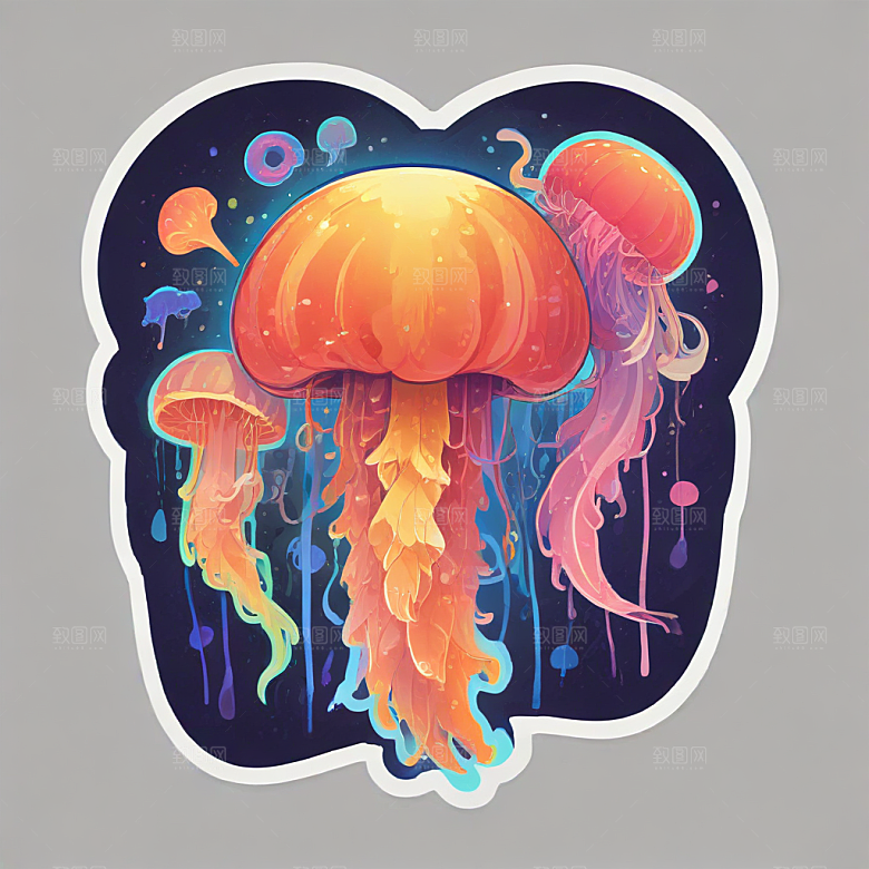 快乐水母舞动缤纷海洋图片
