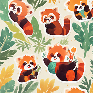 红熊猫乐园·绿叶间嬉戏图片