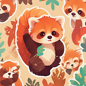 红熊猫乐园·绿叶间嬉戏图片