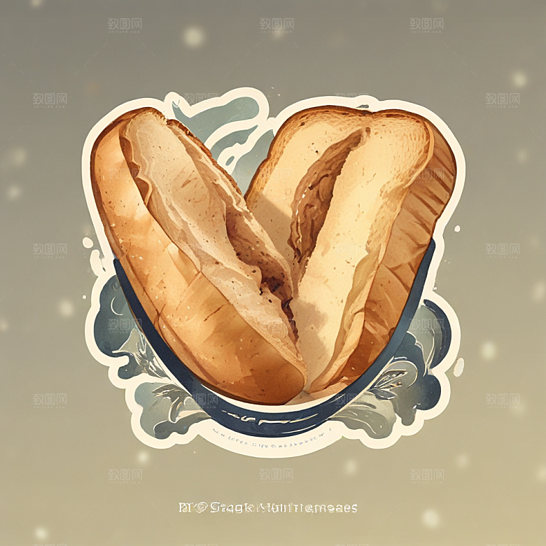 一片面包插画卡通风格贴纸