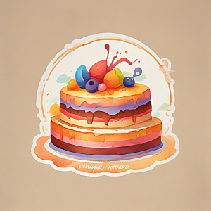 一块蛋糕插画卡通风格贴纸