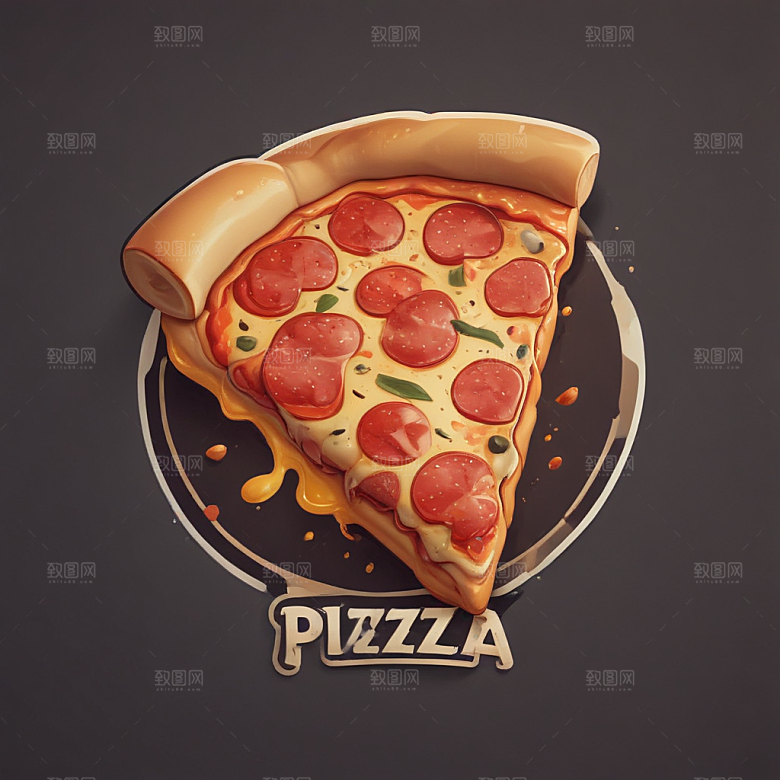 一片披萨插画卡通风格贴纸