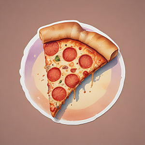 一片披萨插画卡通风格贴纸