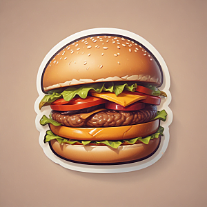 一个汉堡包插画卡通风格贴纸