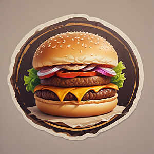 一个汉堡包插画卡通风格贴纸