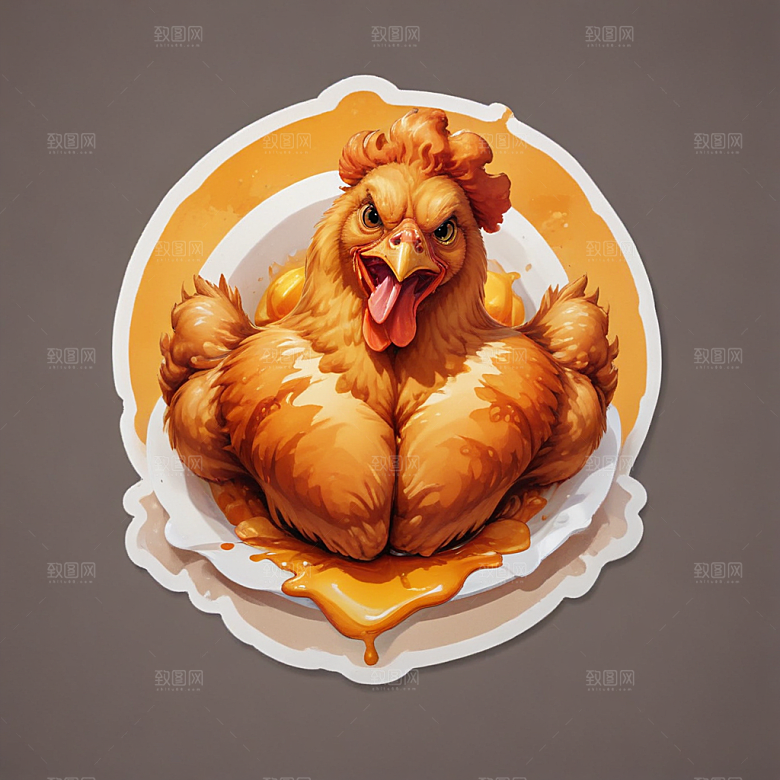 一份沙拉插画卡通风格贴纸