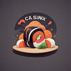 一份寿司插画卡通风格贴纸