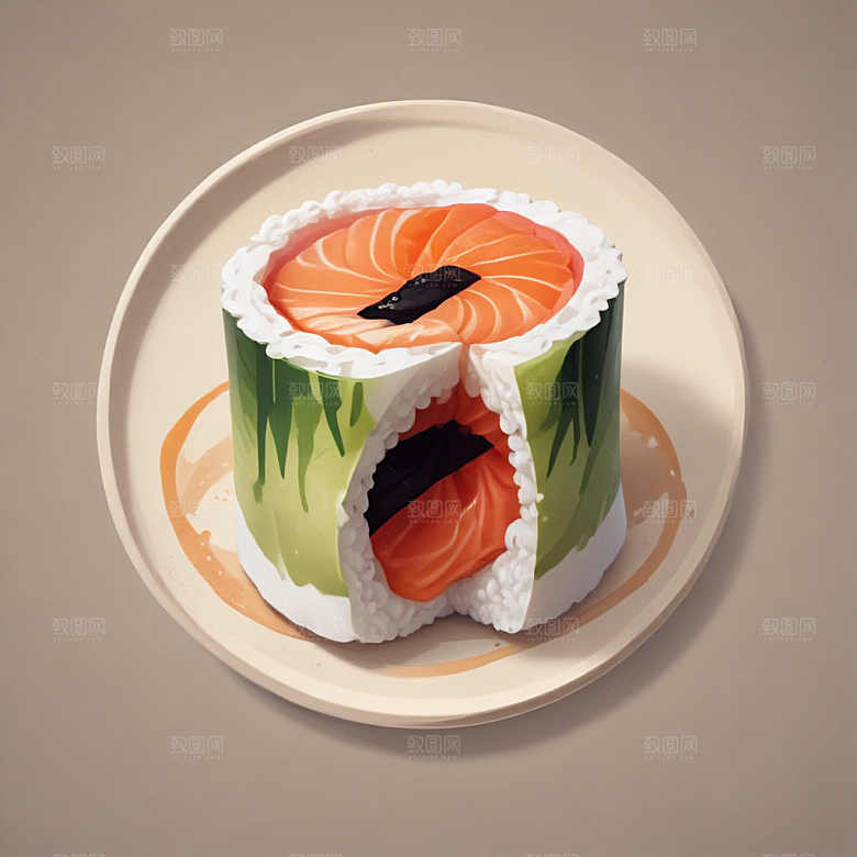 一份寿司插画卡通风格贴纸