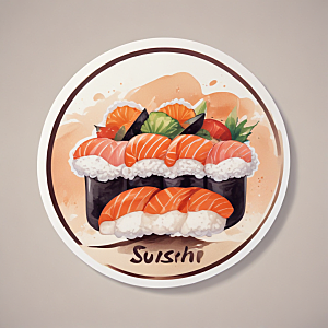 一份寿司插画卡通风格贴纸