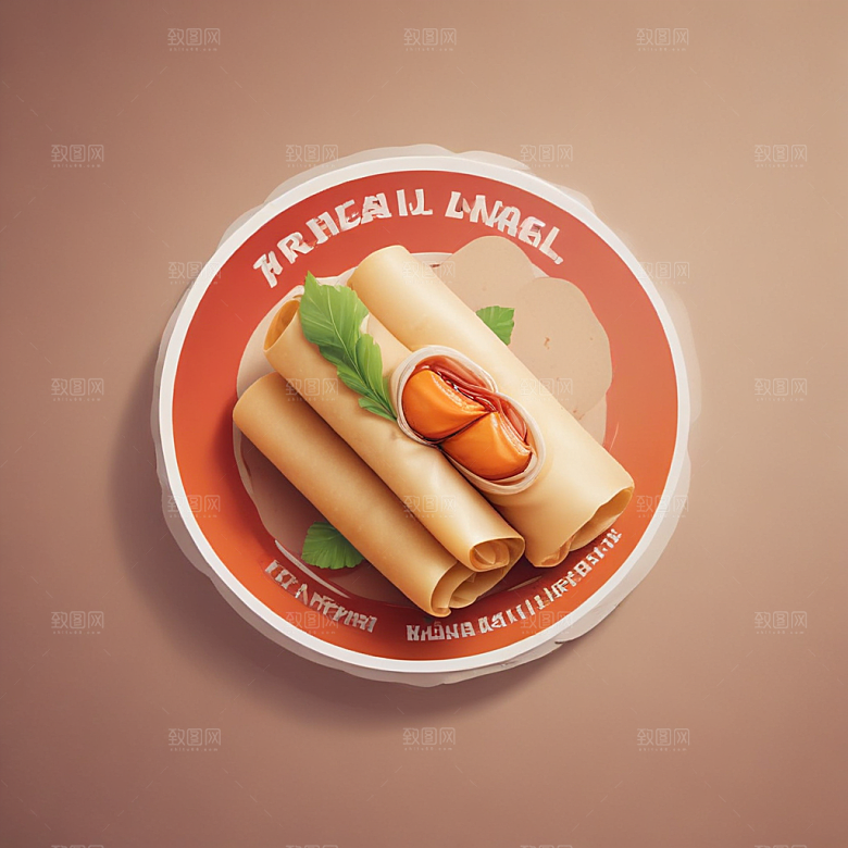 一根春卷插画卡通风格贴纸