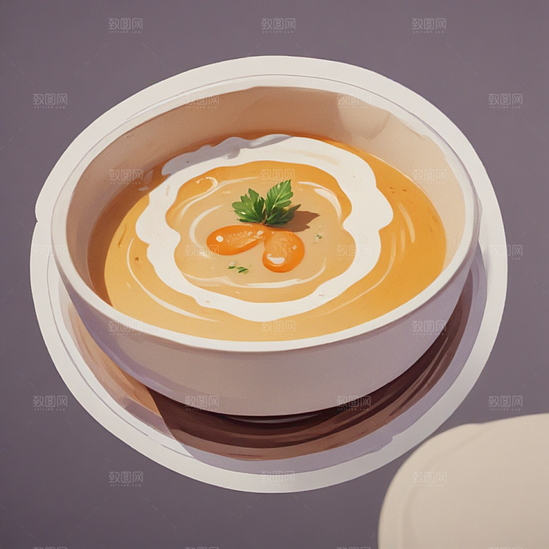 一碗汤插画卡通风格贴纸