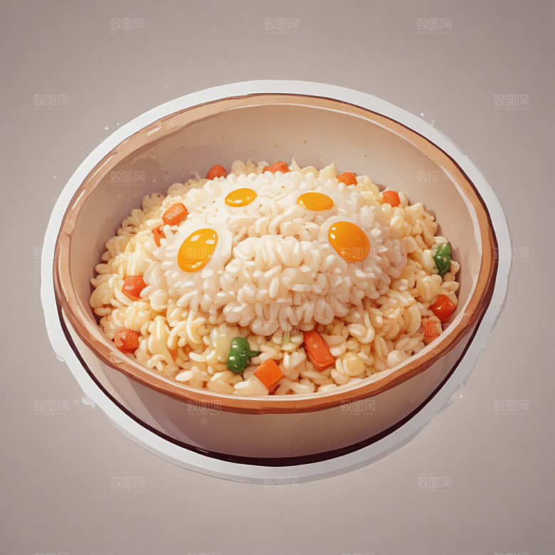 一份炒饭插画卡通风格贴纸