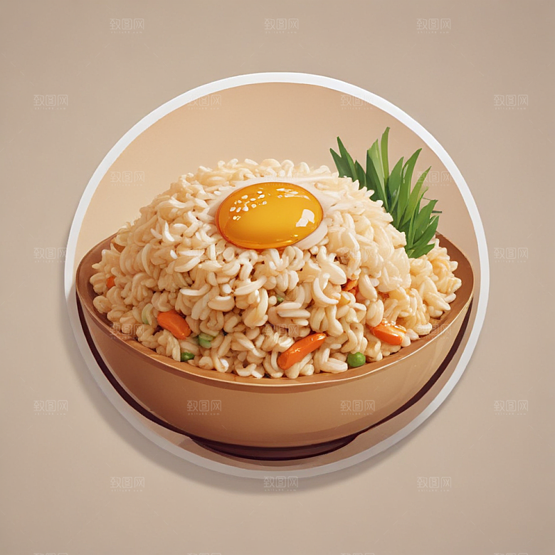 一份炒饭插画卡通风格贴纸