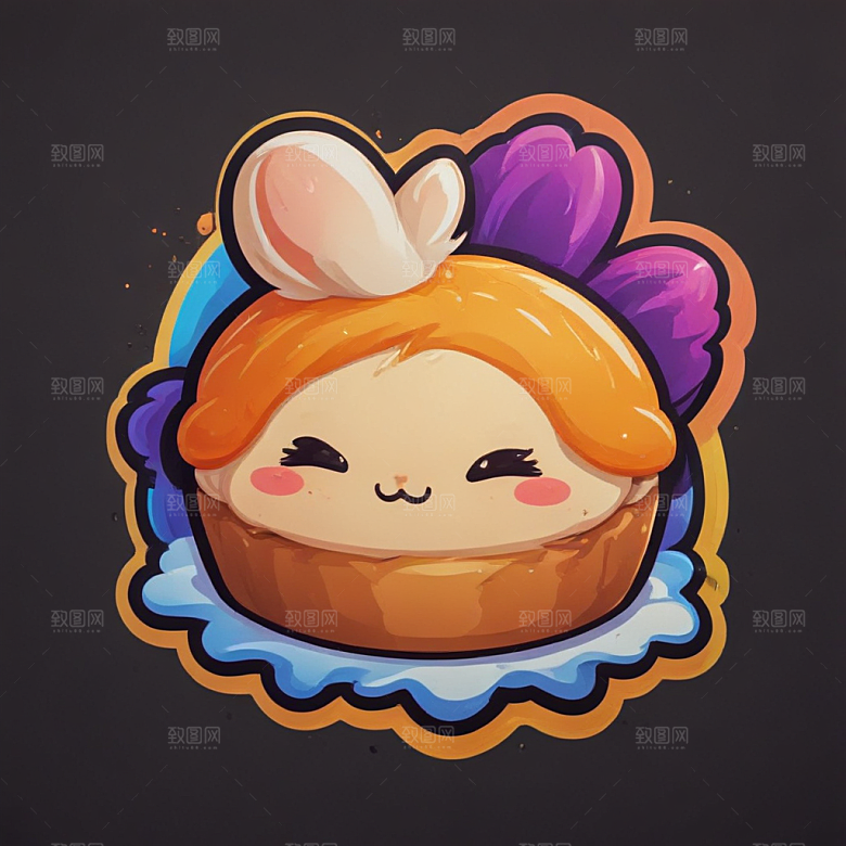 一个包子插画卡通风格贴纸