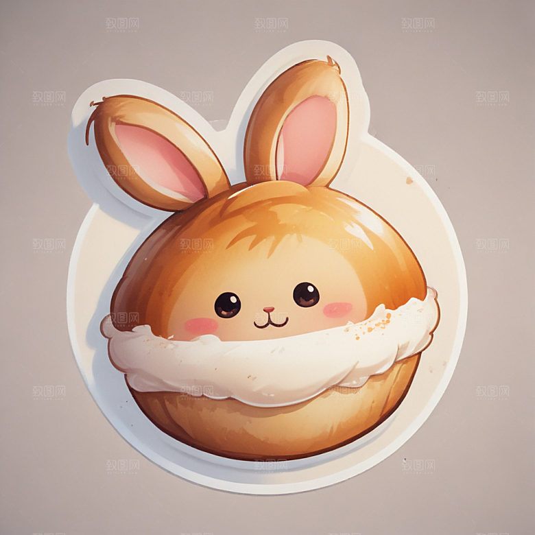 一个包子插画卡通风格贴纸