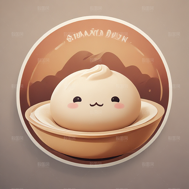 一个馒头插画卡通风格贴纸
