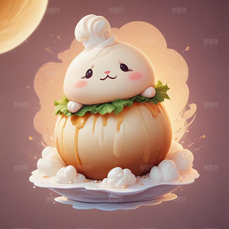 一个馒头插画卡通风格贴纸