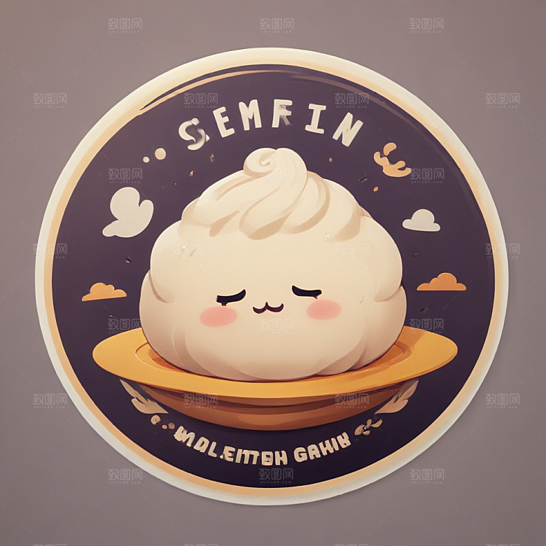 一个馒头插画卡通风格贴纸