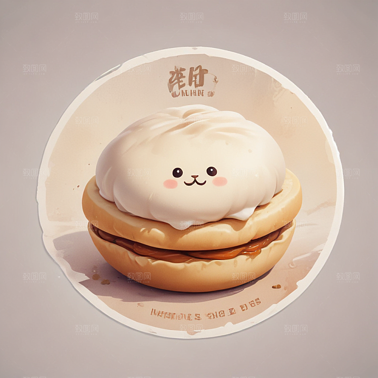 一个馒头插画卡通风格贴纸