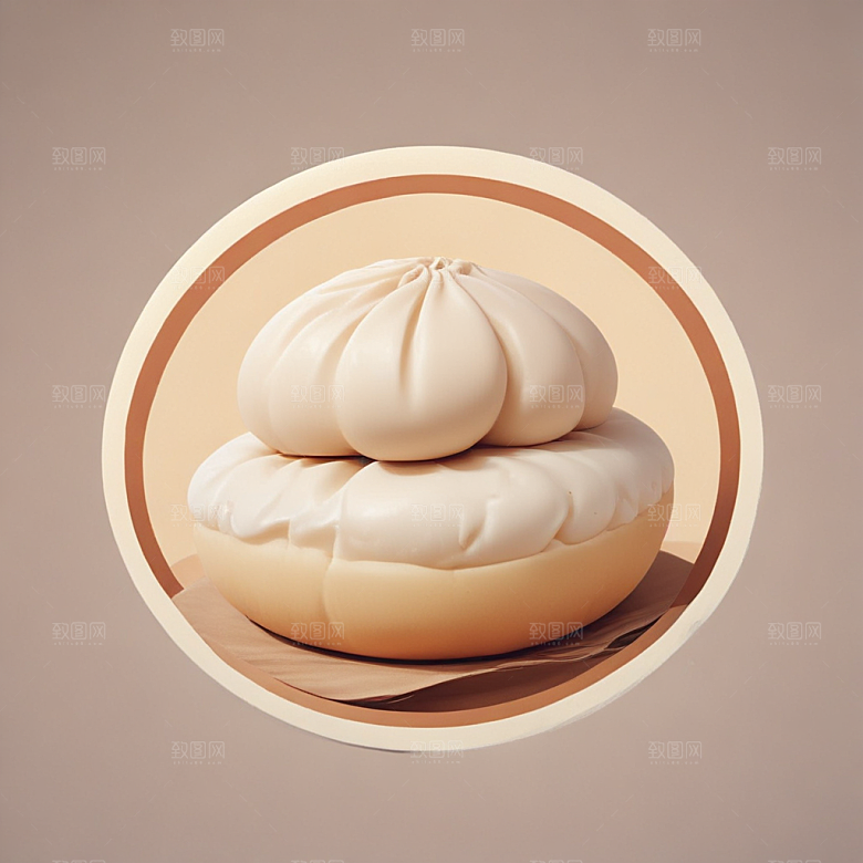 一个馒头插画卡通风格贴纸