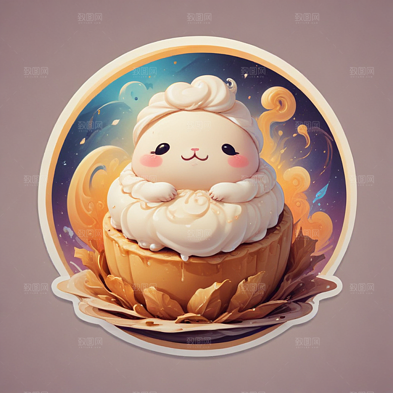 一个馒头插画卡通风格贴纸
