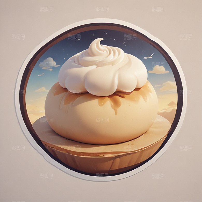 一个馒头插画卡通风格贴纸