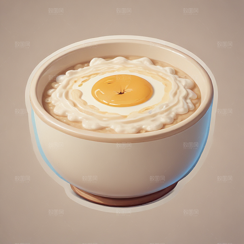 一碗粥插画卡通风格贴纸