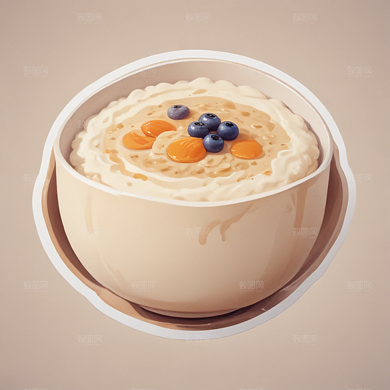 一碗粥插画卡通风格贴纸