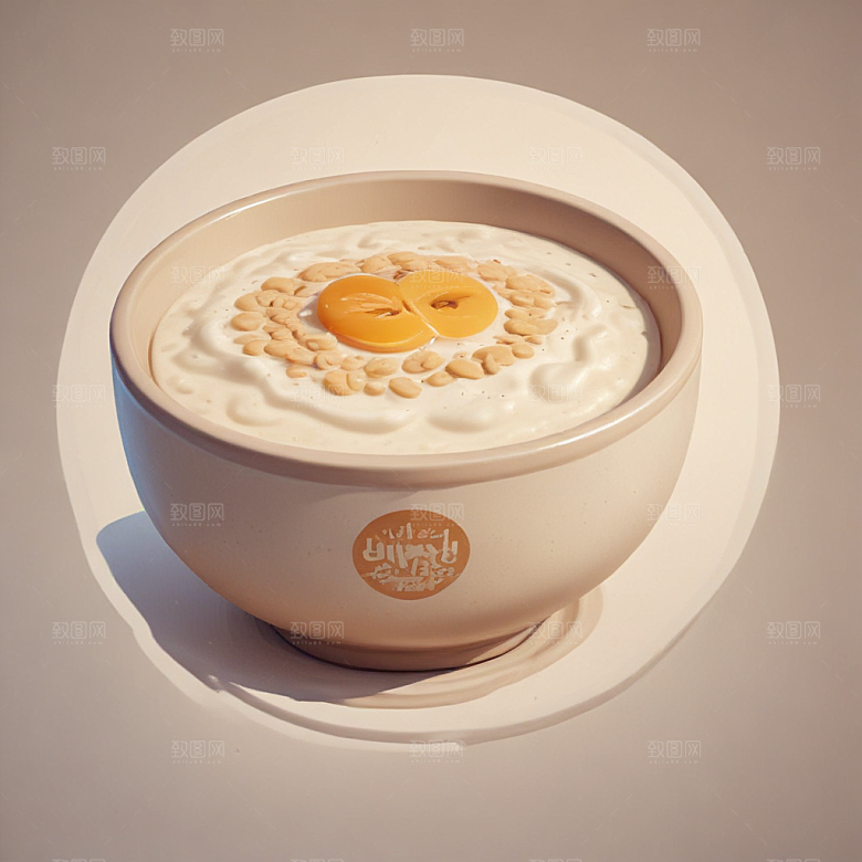 一碗粥插画卡通风格贴纸