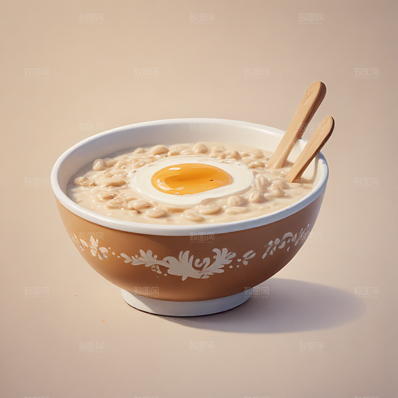 一碗粥插画卡通风格贴纸