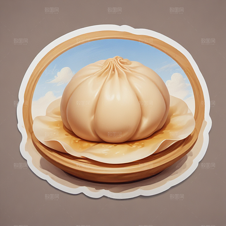 一个饺子插画卡通风格贴纸