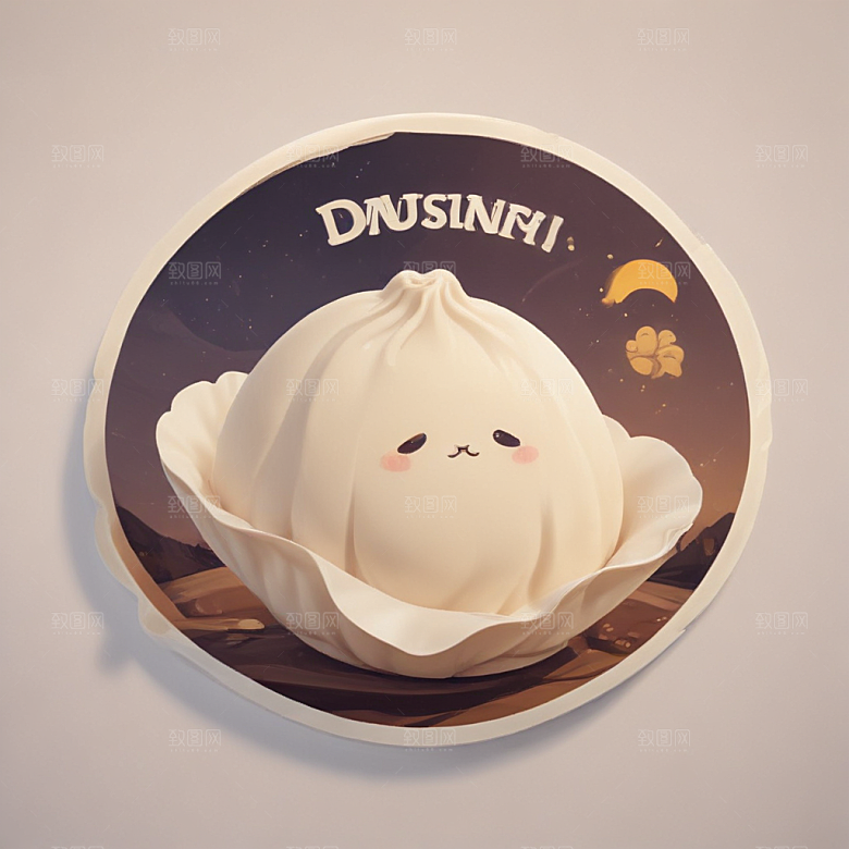 一个饺子插画卡通风格贴纸