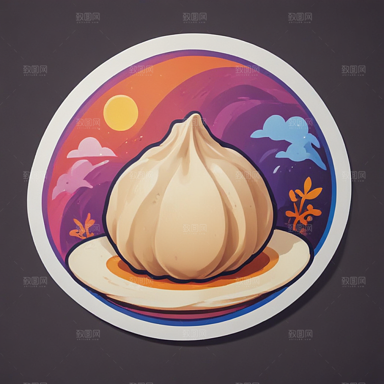 一个饺子插画卡通风格贴纸