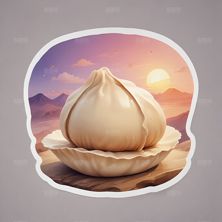 一个饺子插画卡通风格贴纸