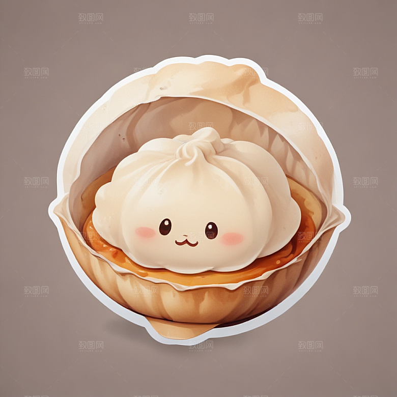 一个饺子插画卡通风格贴纸