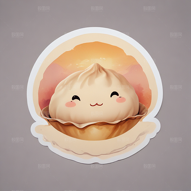 一个饺子插画卡通风格贴纸