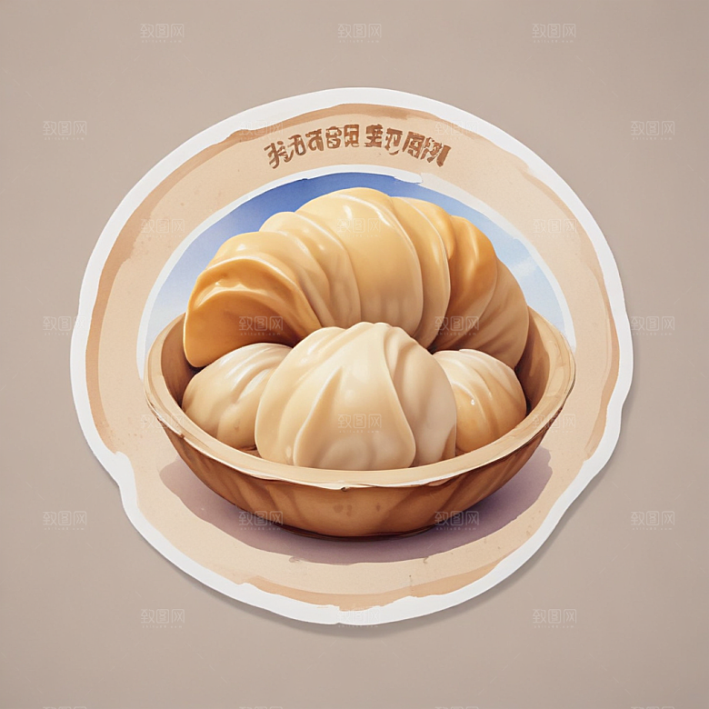 一个饺子插画卡通风格贴纸
