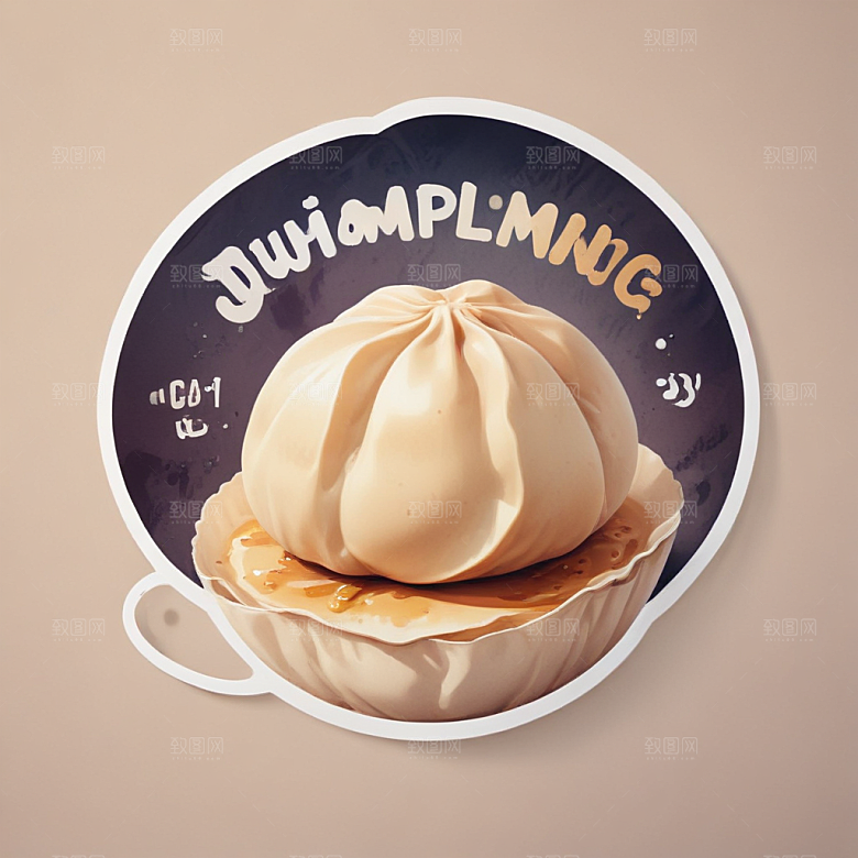 一个饺子插画卡通风格贴纸