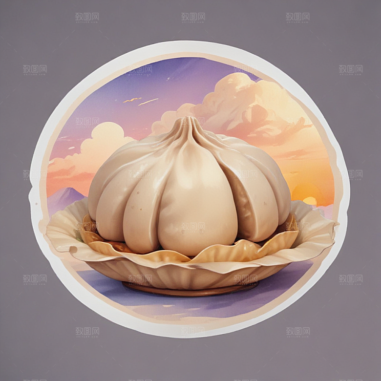 一个饺子插画卡通风格贴纸