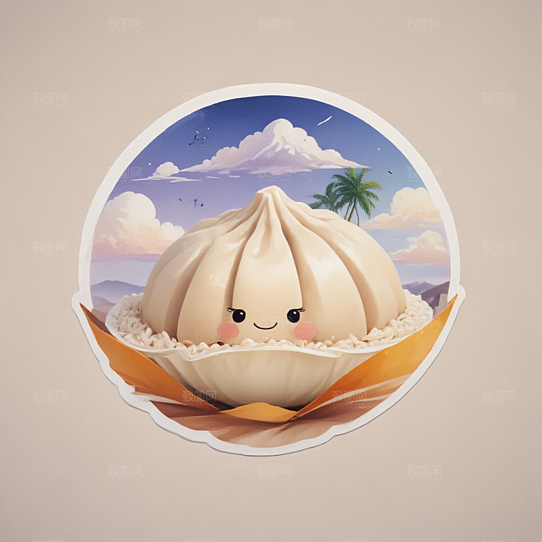一个粽子插画卡通风格贴纸