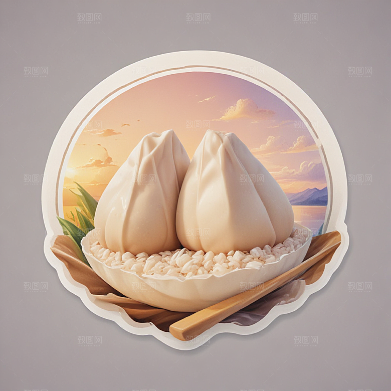 一个粽子插画卡通风格贴纸