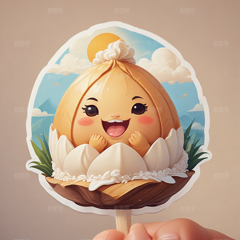 一个粽子插画卡通风格贴纸