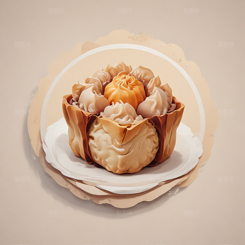 一个烧卖插画卡通风格贴纸
