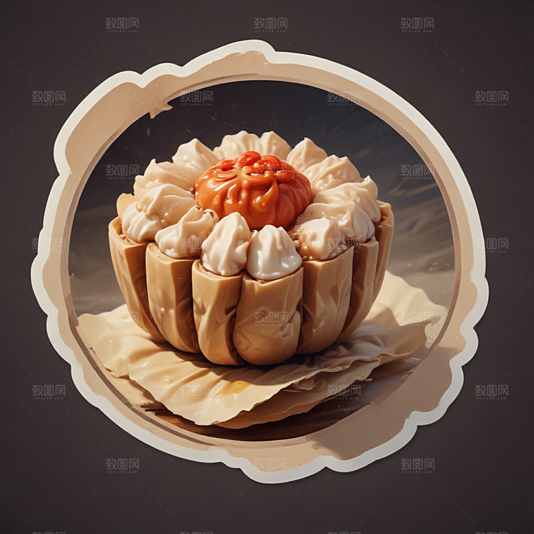 一个烧卖插画卡通风格贴纸