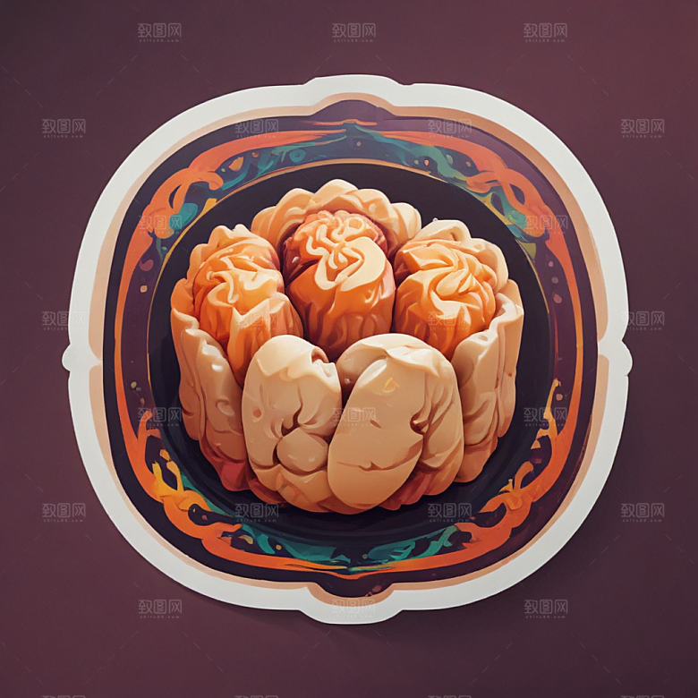 一个烧卖插画卡通风格贴纸