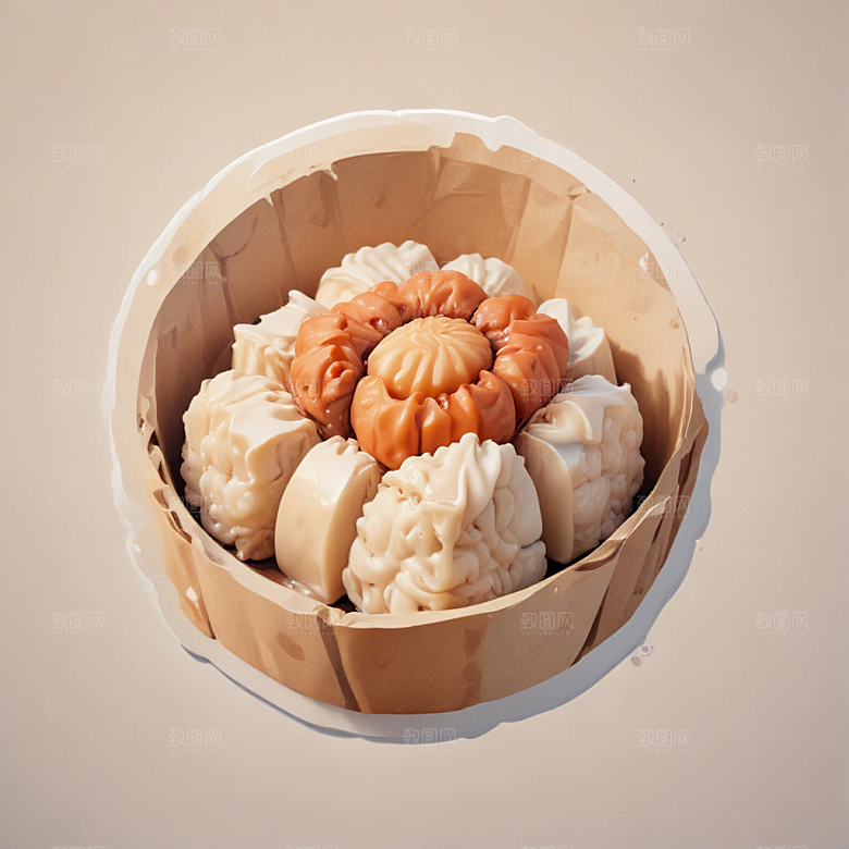 一个烧卖插画卡通风格贴纸