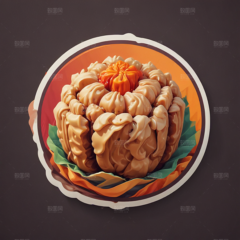 一个烧卖插画卡通风格贴纸