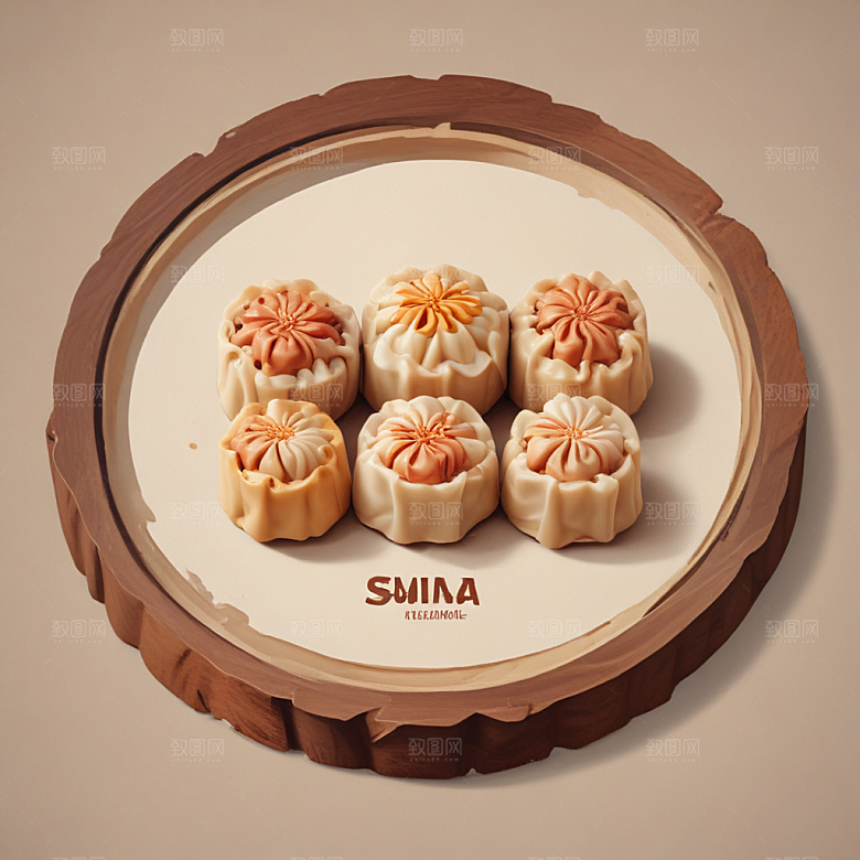 一个烧卖插画卡通风格贴纸