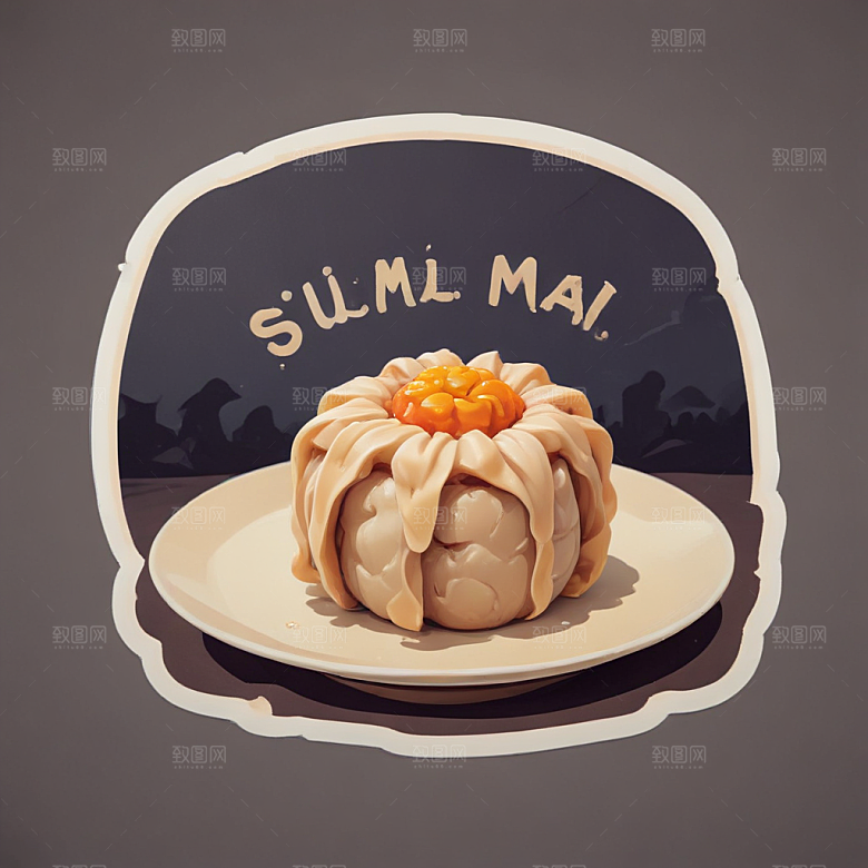 一个烧卖插画卡通风格贴纸