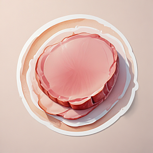 一片火腿插画卡通风格贴纸